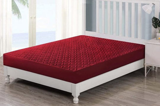 Quilted Waterproof Mattress Protector - Maroon - Zaraish.com