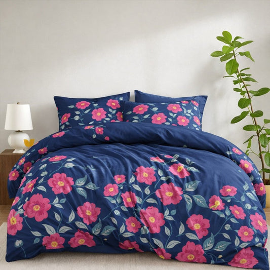 Red Flowery - 6pcs Quilt Cover Set (Without Filling) - Zaraish.com