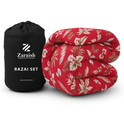 Red lilies - 6pcs Quilt Cover Set (Without Filling) - Zaraish.com