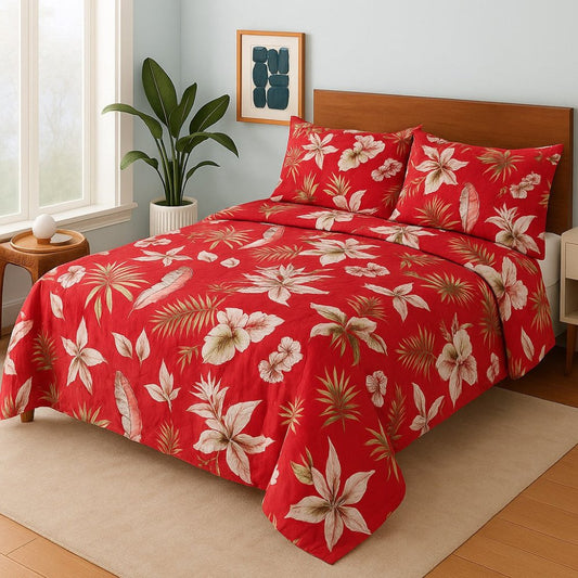 Red Lilies - Bedsheet Set - Zaraish.com