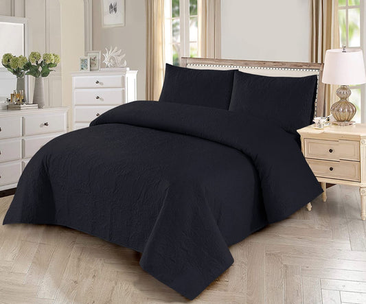 BEDSPREAD Set (Light Filling) - Dark Black Plain