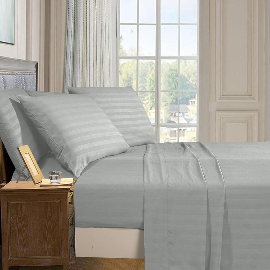 Silver Grey Stripe - Bedsheet Set - Zaraish.com