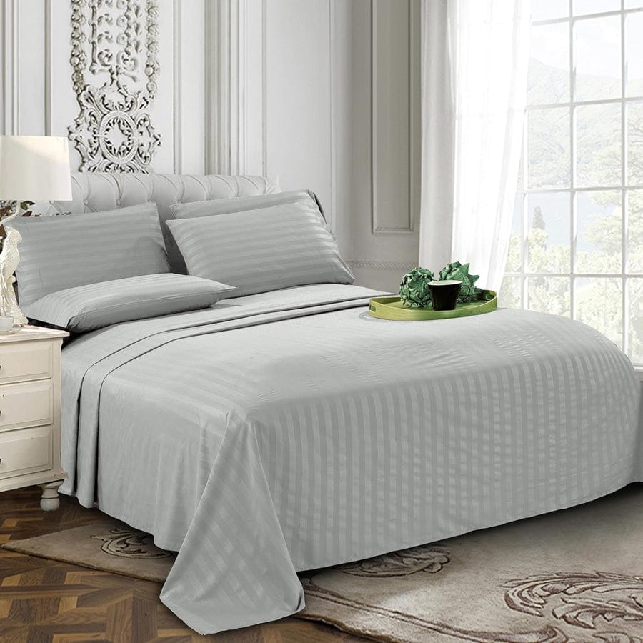 Silver Grey Stripe - Bedsheet Set - Zaraish.com
