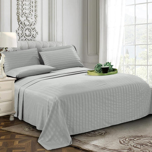 Silver Grey Stripe - Bedsheet Set - Zaraish.com