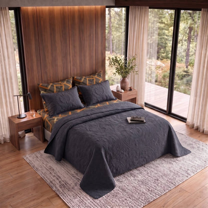 Square Grey Bedspread - 6 Pcs - Zaraish.com