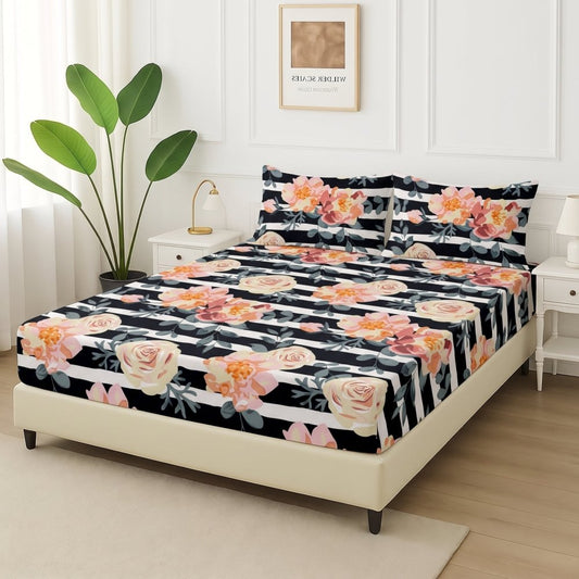 Striped Romance - Fitted Bedsheet Set - Zaraish.com