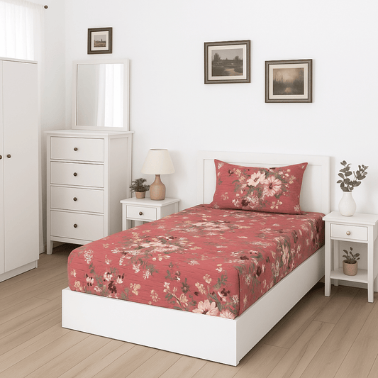 TEA FLOWER - SINGLE Fitted Bedsheet Set - Zaraish.com