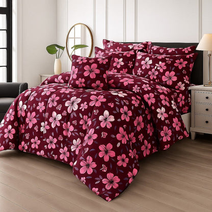 TULIP RED - 7pcs PREMIUM Summer Comforter Set (Light Filling) - Zaraish.com