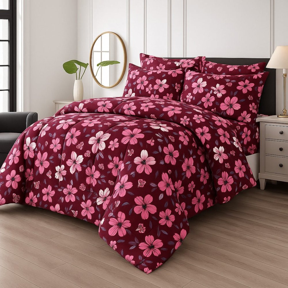 TULIP RED - WINTER RAZAI Set (HEAVY FILLING) - Zaraish.com