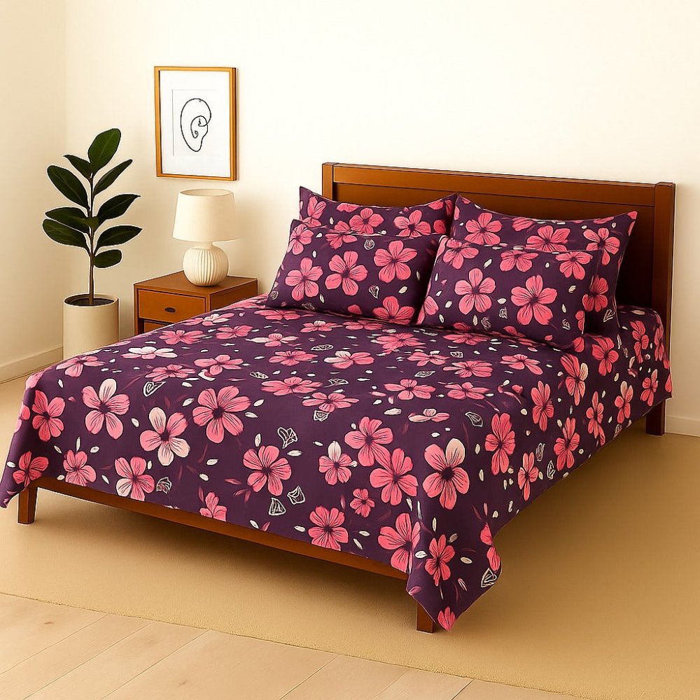 TULIPS FLOWER - Bedsheet With 4 Pillow Covers - Zaraish.com