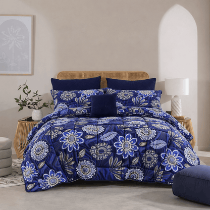 Turkish Blue - 7pcs PREMIUM Summer Comforter Set (Light Filling) - Zaraish.com