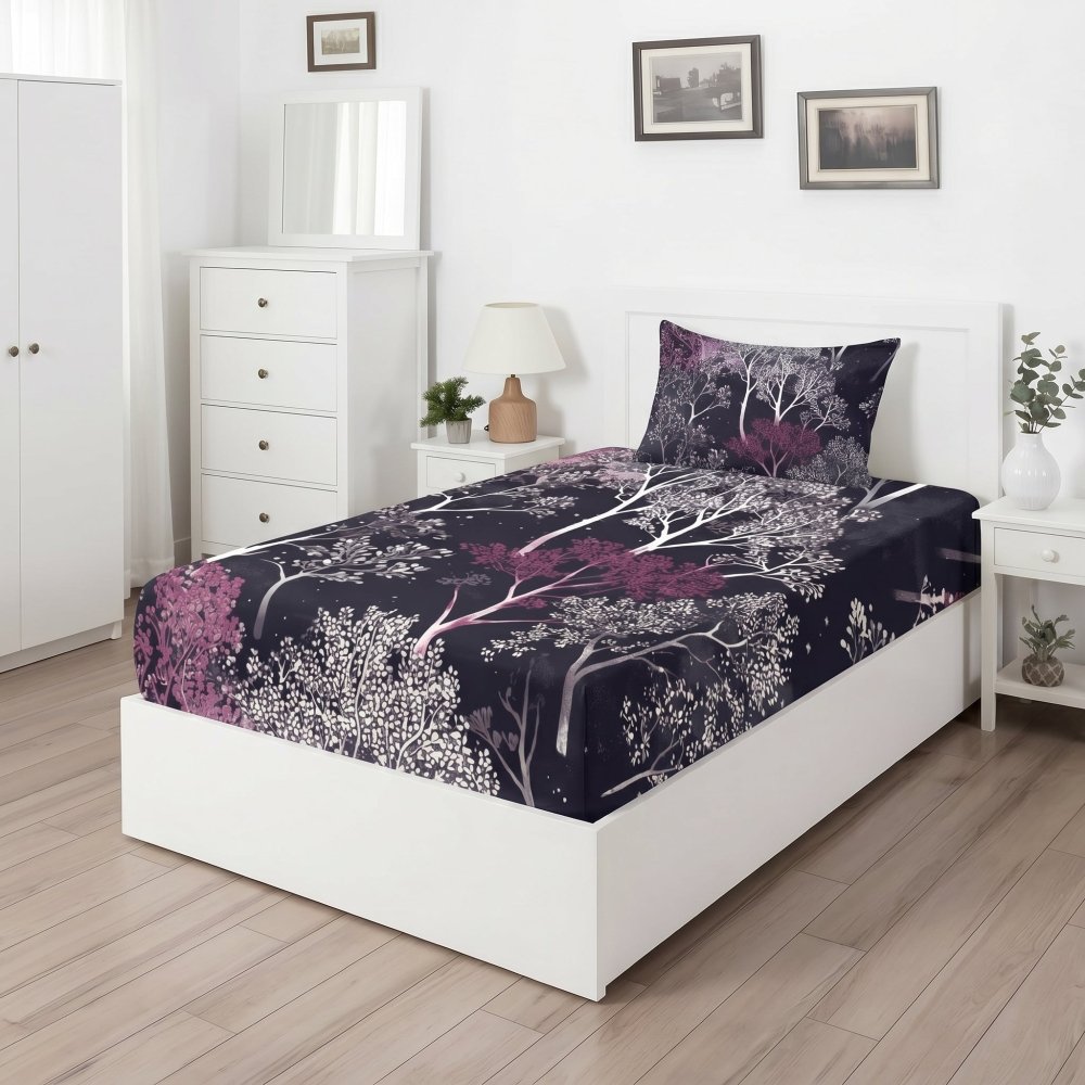 Twilight tree - SINGLE Fitted Bedsheet Set - Zaraish.com
