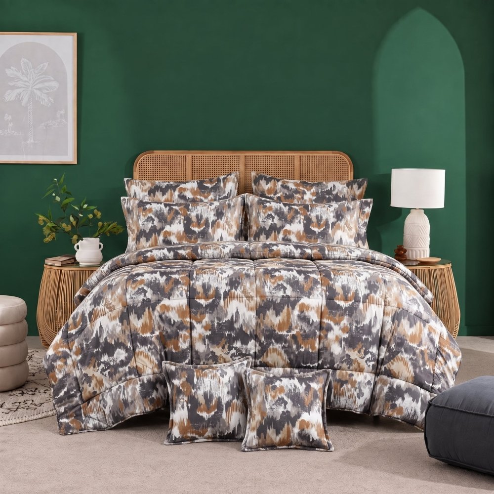Urban Ochre Splash - 8pcs Premium Comforter Set - Zaraish.com