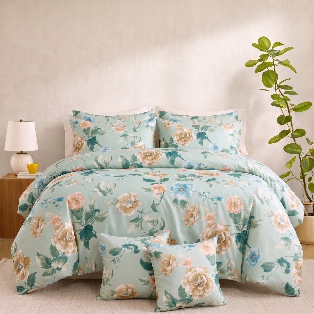 Verdant Bloom - 8pcs Quilt Cover Set (Without Filling) - Zaraish.com
