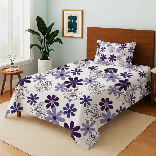 Violet Daisy Mosaic - Single Bedsheet Set - Zaraish.com