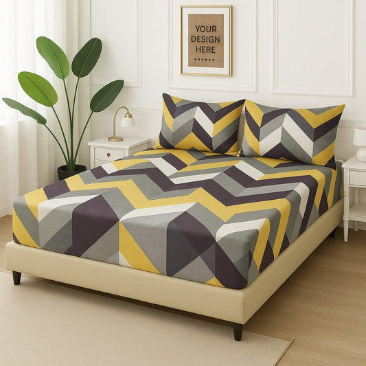 YELLOW TRIANGLE - Fitted Bedsheet Set - Zaraish.com