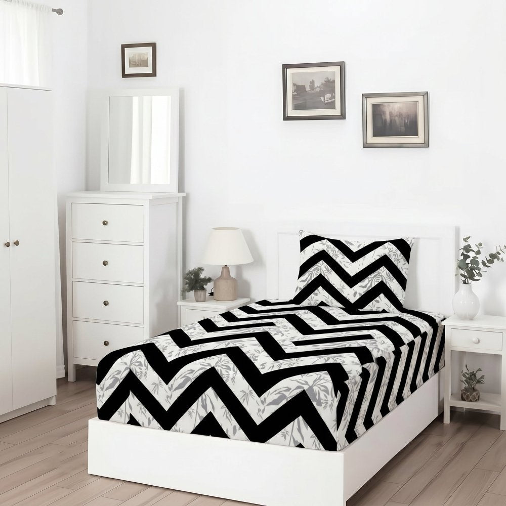 Zigzag - SINGLE Fitted Bedsheet Set - Zaraish.com