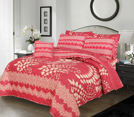 7pcs Summer Comforter Set (Light Filling) - Crimson - Zaraish.com