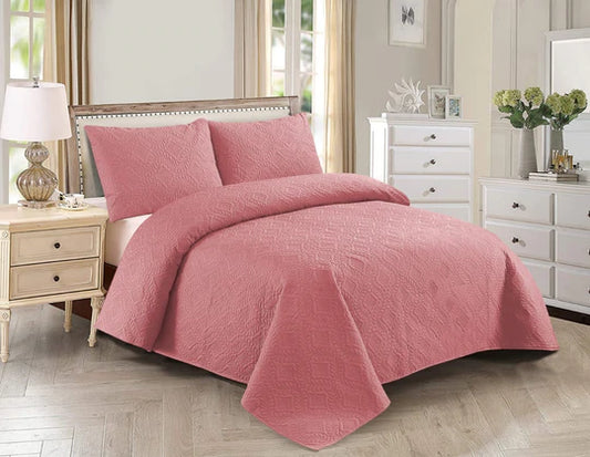 3pcs BEDSPREAD Set (Light Filling) - Pinkish