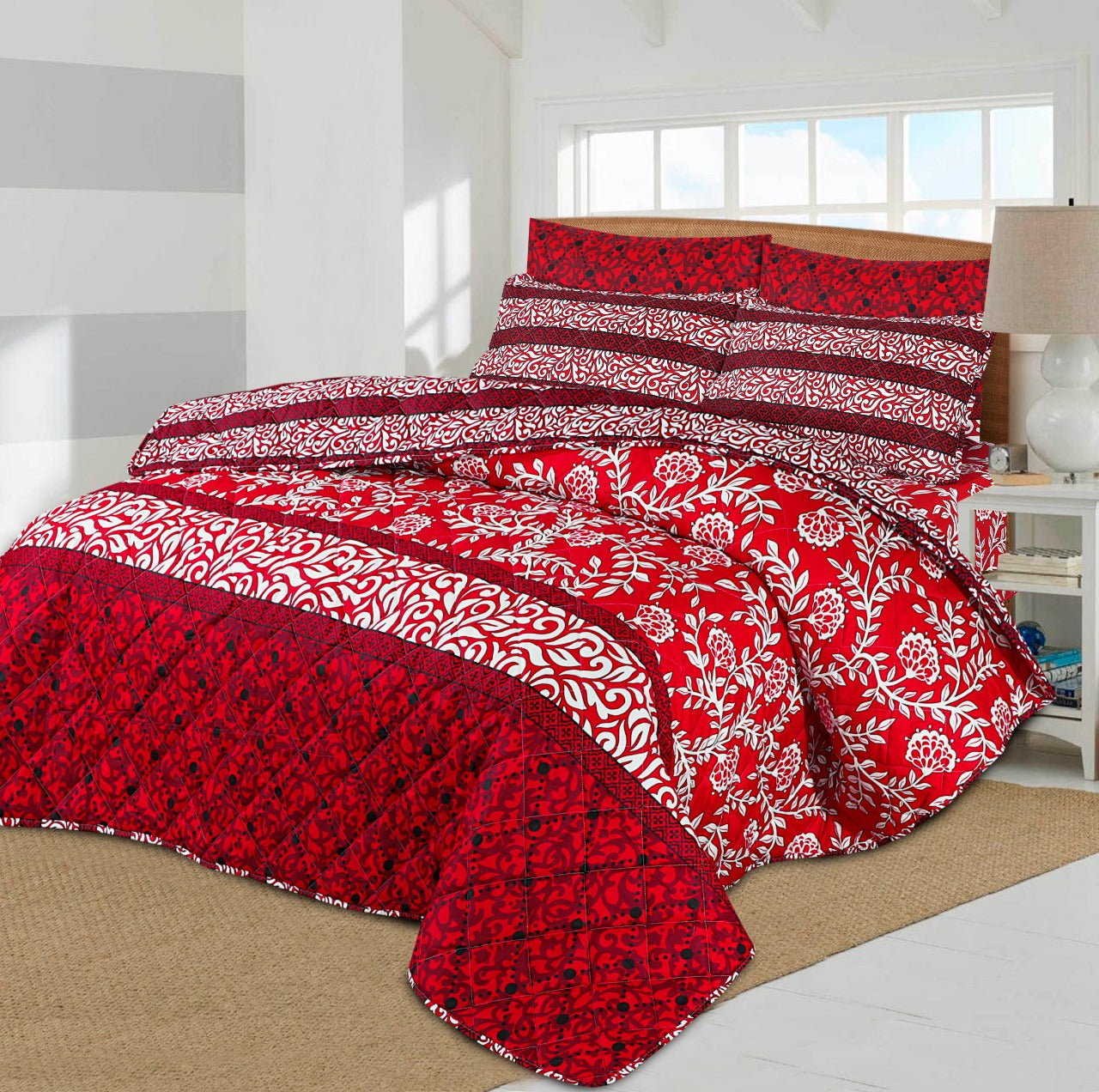 6pcs Summer Comforter Set (Light Filling) - Reddish Patti