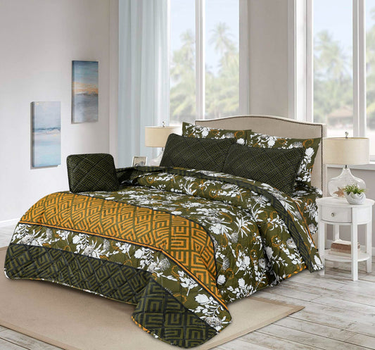 7pcs Summer Comforter Set (Light Filling) - Black Check